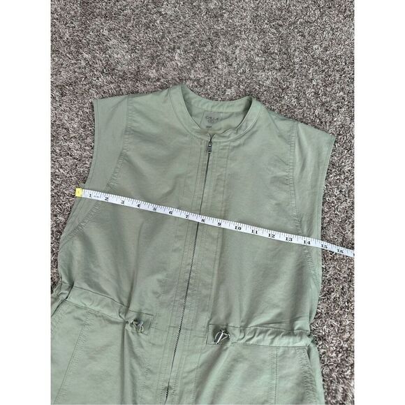 Calia Women’s XXS Unbleached Soft Utility Beach Romper Utility Green Zip Front - Picture 8 of 11
